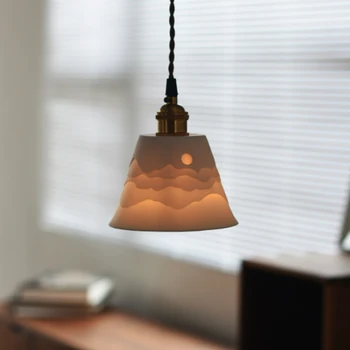 Минималистичный скандинавский винтажный подвесной светильник, керамический эстетичный декоратор для гостиной, спальни, кухни, светодиодный подвесной светильник