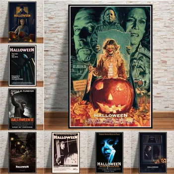 Новый Хэллоуин Персонажи Фильма ужасов Майкла Майерса Печать на холсте Плакат для декора гостиной Домашнее Настенное изображение