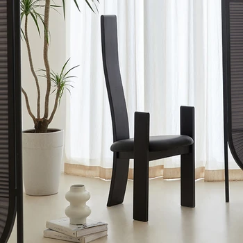 Обеденный стул из массива дерева с высокой спинкой, Французский Дизайнерский стул для ресторана в стиле ретро, мебель в тихом стиле