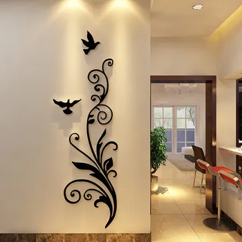 Объемные декоративные наклейки на стену из акрилового хрусталя, креативная птица счастья, наклейки на входную дверь в гостиную, спальню