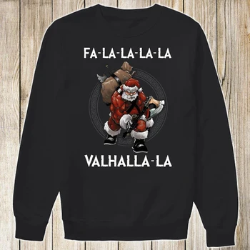 Толстовки Fa La La Valhalla La Viking'er с Санта-Клаусом из 100% Хлопка, Удобный Повседневный Мужской пуловер с капюшоном, Модная Уличная одежда